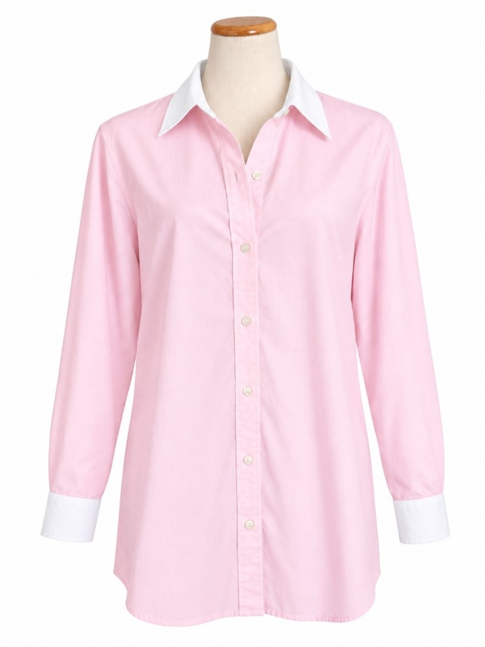 Lauren Ralph Lauren Pink Button-Down Tunic with White Contrast Collar